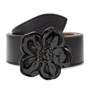 Kenzo Nigo Reversible Boke Flower Leather Belt Black Brown